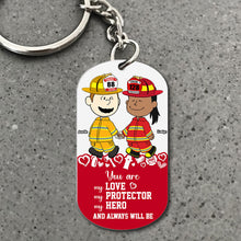 Load image into Gallery viewer, Personalized Firefighter Couple Keychain - Unique Valentine's Day Gifts for Heroes & Loved Ones Keychains PopCulturePrints