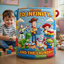 Load image into Gallery viewer, Embrace Fun with 'To Infinity and Beyond' - Personalized Quilted Laundry Basket for Kids