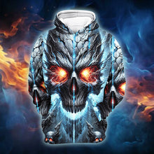 Load image into Gallery viewer, Skull Lover's Hoodie: Fiery Skull Design AOP Products PopCulturePrints