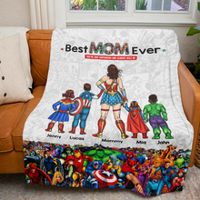 Load image into Gallery viewer, Best MOM Ever Blanket - Personalized Gift for Mom, Grandma, or Any Superhero Blanket PopCulturePrints
