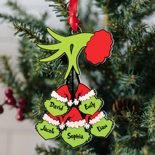Load image into Gallery viewer, Personalized Christmas Ornament with Family Names - Grinch Hand Design Ornament PopCulturePrints