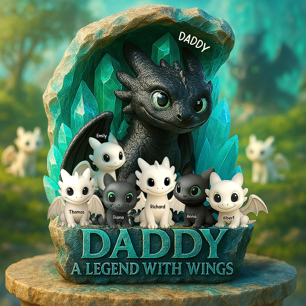 Daddy, A Legend With Wings - Personalized Acrylic Plaque for Dragon Fans Shaped Plaques PopCulturePrints