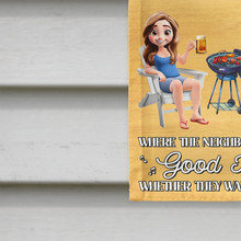 Load image into Gallery viewer, "Where the Neighbors Listen to Good Music" - Personalized Poolside Paradise 3D Effect Flag Flag PopCulturePrints