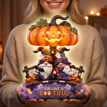 Load image into Gallery viewer, Our Love Is Boo-tiful Gnome Couple Acrylic Light Box - Personalized Gift for Halloween Lovers