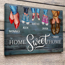 Load image into Gallery viewer, Personalized Family Shoe Canvas Art - 'Home Sweet Home' Design Poster & Canvas PopCulturePrints