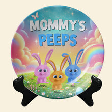 Load image into Gallery viewer, Mommy's Peeps - Personalized Rabbit Round Plate for Grandma and Loved Ones Ceramic Round Plate PopCulturePrints