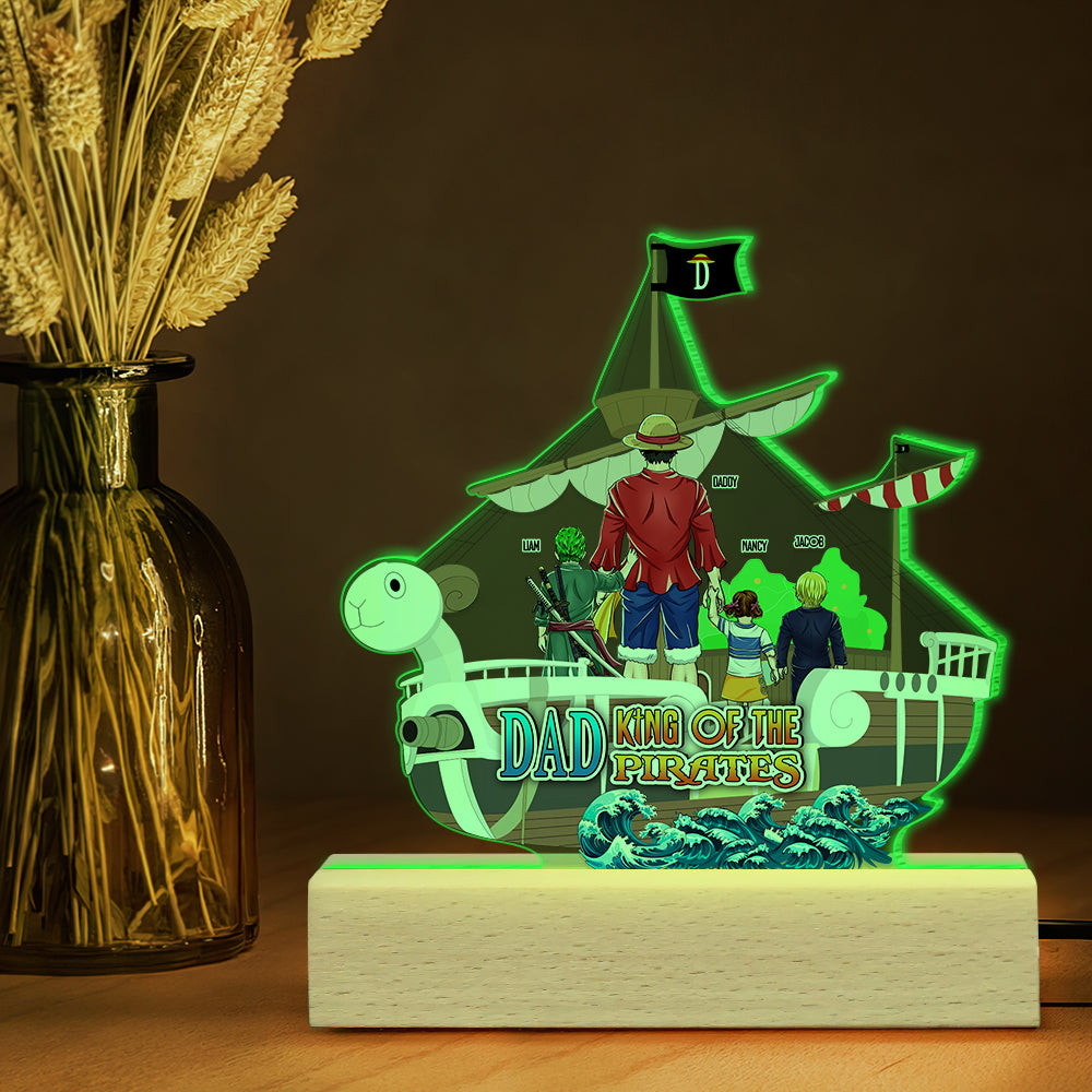 Personalized LED Light - 'Dad: King of the Pirates' Gift for Father's Day Led Night Light PopCulturePrints