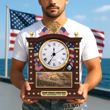 Load image into Gallery viewer, "Honor Courage Commitment" - Personalized Military Desk Clock Plaque - Custom Gift for Veterans and Soldiers Clock Plaques PopCulturePrints