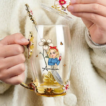 Load image into Gallery viewer, “Celebrate Her Uniqueness” - Personalized Birth Month Flower Woman Glass Tea Cup - Perfect Gift for Mom, Grandma, or Any Special Woman Glass Flower Tea Cup PopCulturePrints