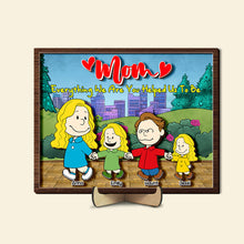 Load image into Gallery viewer, Personalized Family Print - Mom & Kids Holding Hands Wood Sign PopCulturePrints