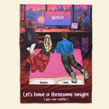 Load image into Gallery viewer, Personalized Couple Blanket - Let's Have A Threesome Tonight Blanket PopCulturePrints