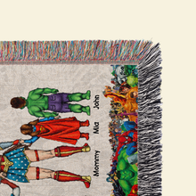 Load image into Gallery viewer, "You're our Superhero and always will be" - Personalized Woven Blanket for Mom - Perfect Gift for Mother's Day, Grandma & More Blanket PopCulturePrints