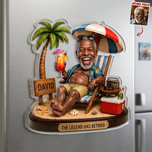 Load image into Gallery viewer, "The Legend Has Retired" - Personalized Acrylic Fridge Magnet for Beach Lovers