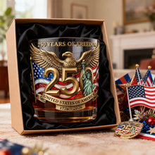 Load image into Gallery viewer, Celebrate 250 Years of Freedom - Customizable 11oz Round Glass Gift for Patriotic Spirits Glass PopCulturePrints