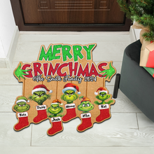 Load image into Gallery viewer, Custom Grinch Family Christmas Doormat 2024 Doormat PopCulturePrints