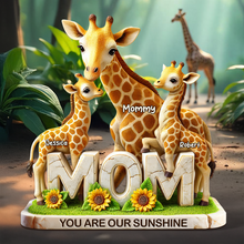 Load image into Gallery viewer, You Are Our Sunshine - Personalized Giraffe Mom Plaque | Unique Gift for Mom, Grandma & More Shaped Plaques PopCulturePrints
