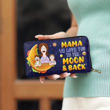 Load image into Gallery viewer, Mama, We Love You to the Moon & Back - Personalized Twill Faux Leather Wallet - Gift for Mom, Grandma, and Loved Ones Leather Wallet PopCulturePrints