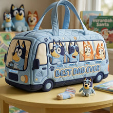 Load image into Gallery viewer, "Best Dad Ever" - Personalized Puppy Family Duffle Bag - Perfect Gift for Dad, Grandpa, and more Quilted Duffle Bag PopCulturePrints
