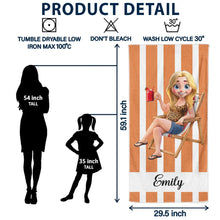 Load image into Gallery viewer, Summer Is Calling: Personalized Cartoon Beach Towel Beach Towel PopCulturePrints
