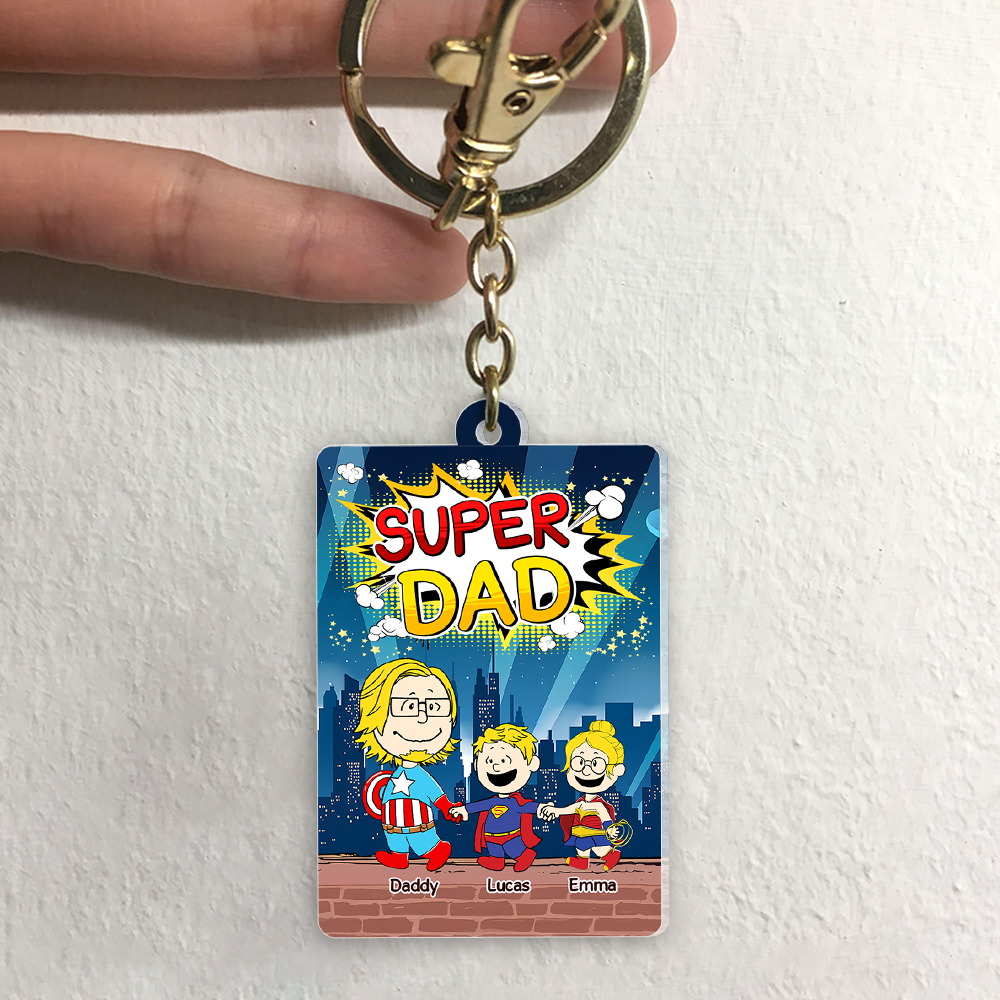 “Every Dad is a Superhero” - Personalized Keychain for Dads - Custom Gift for Father's Day, Birthday & More Keychains PopCulturePrints
