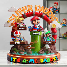 Load image into Gallery viewer, "It's-a-Me, Daddy!" - Custom Retro Runner Dad Acrylic Plaque - Personalized Gifts for Dads, Grandpas, and More Shaped Plaques PopCulturePrints