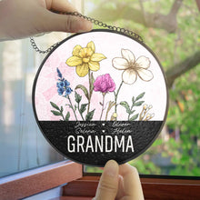 Load image into Gallery viewer, "Nana's Blooming Joy" - Personalized Stained Glass Suncatcher - A Meaningful Gift for Grandma, Mom, and Loved Ones Suncatcher Ornament PopCulturePrints