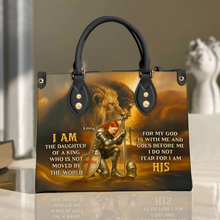 Load image into Gallery viewer, I Am The Daughter Of A King – Personalized Kneeing Knight Leather Bag for Christians Leather Bag PopCulturePrints