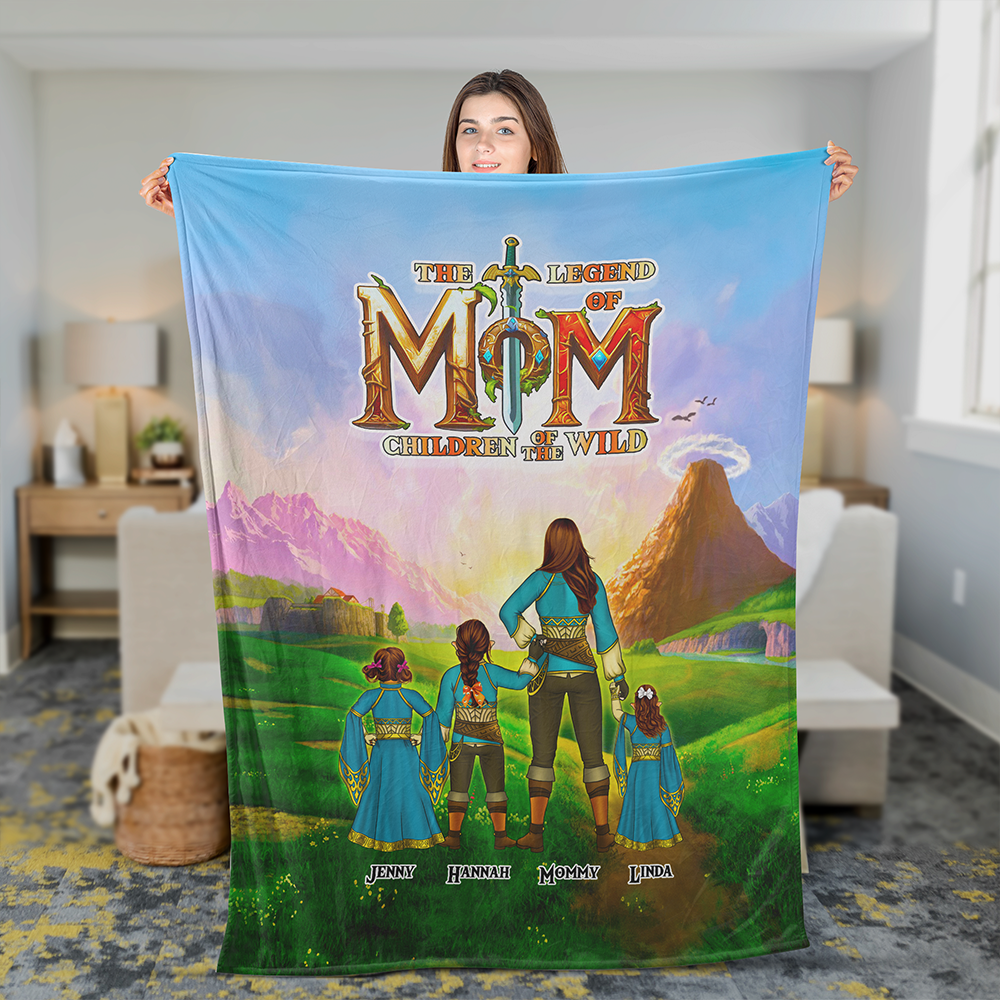 "The Legend of Mom: A Tale of Love and Adventure" - Personalized Blanket - Gift for Mom, Grandma, and More Blanket PopCulturePrints