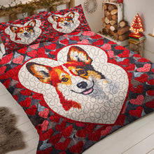 Load image into Gallery viewer, Festive Corgi Christmas Quilt Bed Set for Dog Lovers Blanket PopCulturePrints