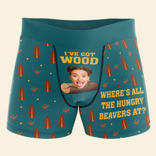 Load image into Gallery viewer, Funny Personalized Boxer Briefs for Couples - This Beaver Needs Wood Boxer Briefs PopCulturePrints