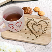 Load image into Gallery viewer, "Love is in the Heart" - Personalized Marble Mug & Serving Board Combo - Gift for Mom, Grandma, and Loved Ones Combo Marble Mug & Serving Board PopCulturePrints