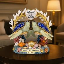 Load image into Gallery viewer, “Turtle-y In Love” - Personalized Turtle Couple Acrylic Plaque - Custom Gifts for Couples Shaped Plaques PopCulturePrints