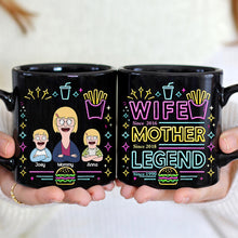 Load image into Gallery viewer, Wife, Mother, Legend - Personalized Black Mug for Mom Coffee Mug PopCulturePrints
