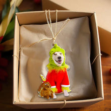 Load image into Gallery viewer, Personalized Grinch Dog Photo Christmas Ornament Ornament PopCulturePrints