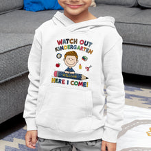 Load image into Gallery viewer, "Watch Out Kindergarten!" – Personalized Cute Character Back To School Shirt for Kids Shirts PopCulturePrints