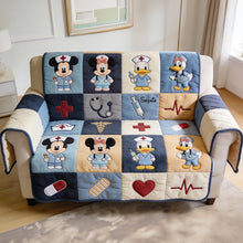 Load image into Gallery viewer, "Bring Comfort and Joy with This Aesthetic Nurse Collage Sofa Cover" - Personalized Quilted Sofa Cover for Nurses, Medical Professionals, Healthcare Workers Sofa Cover PopCulturePrints