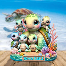 Load image into Gallery viewer, “Family is the Sea of Love” - Personalized Mama Turtle Acrylic Plaque - Custom Gift for Mom, Grandma & Family Shaped Plaques PopCulturePrints