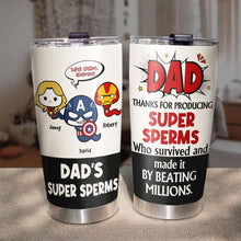 Load image into Gallery viewer, Dad's Super Sperm Tumbler - Funny Personalized Gift for Father's Day Tumbler Cup PopCulturePrints
