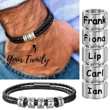 Load image into Gallery viewer, Custom Family Name Braided Leather Bracelet for Dad Bracelets PopCulturePrints