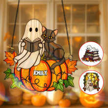 Load image into Gallery viewer, “Boo-tiful Reading Moments” - Spooky Ghost Suncatcher Ornament - Personalized Gifts for Book Lovers Ornament PopCulturePrints