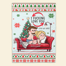 Load image into Gallery viewer, Personalized Naughty Christmas Blanket for Couples - Fun & Romantic Valentine’s Day Gifts Blanket PopCulturePrints