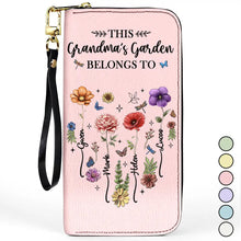 Load image into Gallery viewer, “This Grandma's Garden Belongs to” - Personalized Leather Long Wallet - Perfect Gift for Grandma, Mom, and Loved Ones Leather Long Wallet PopCulturePrints