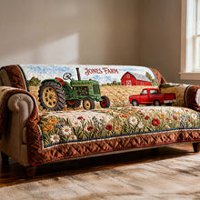 Load image into Gallery viewer, “Nurturing Unity on the Farm” - Personalized Quilted Sofa Cover, Custom Gift for Farmers and Rural Enthusiasts Sofa Cover PopCulturePrints