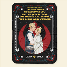 Load image into Gallery viewer, Personalized Galaxy Adventure Couple Blanket - Custom Valentine's Day Gifts Blanket PopCulturePrints