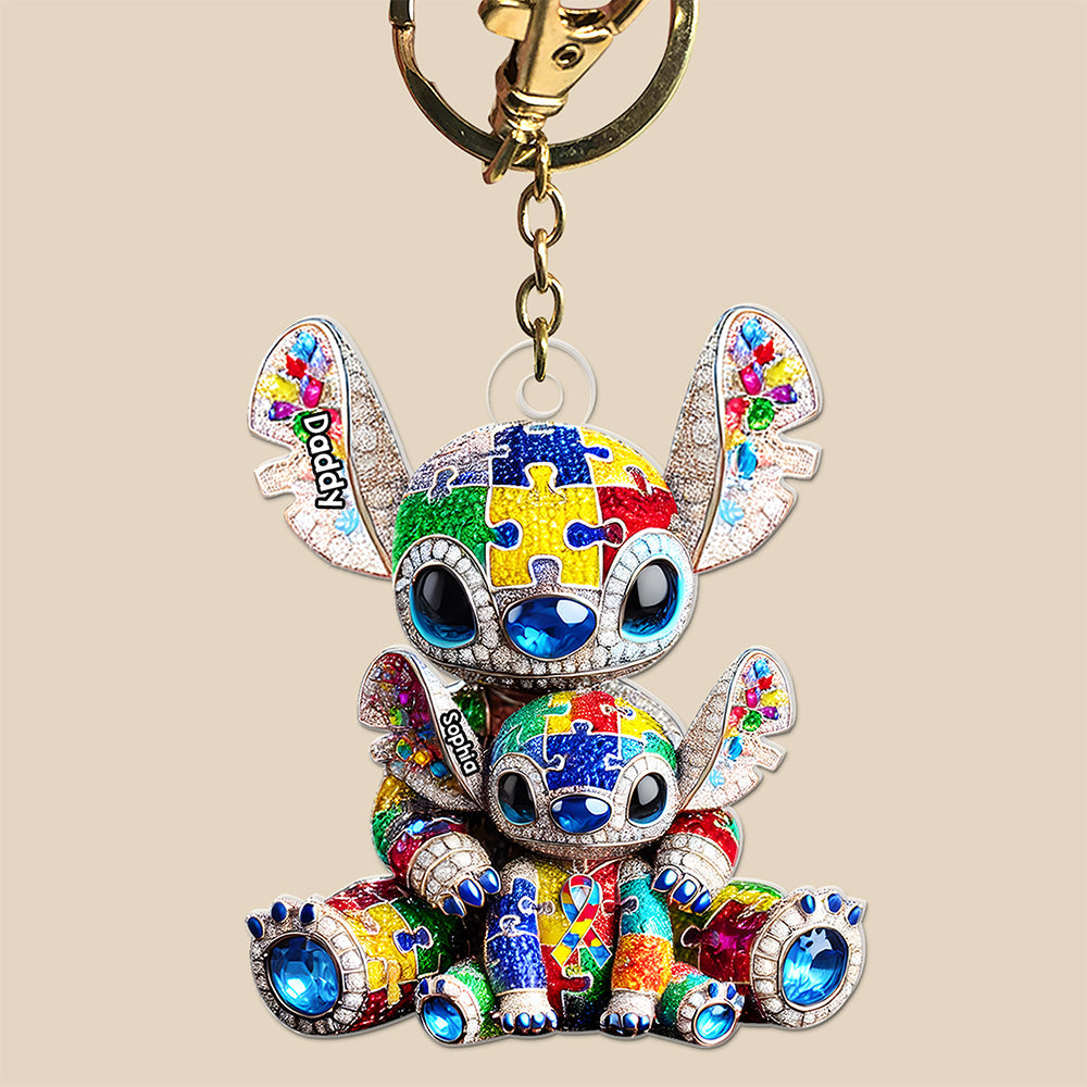 "Cherish Every Moment With Your Loved Ones" - Autism Dad Keychain - Personalized Gift for Dad, Grandpa, and More Keychains PopCulturePrints