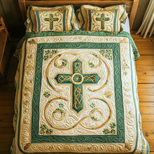 Load image into Gallery viewer, St. Patrick's Special Edition Celtic Cross Quilt Bedding Set Blanket PopCulturePrints