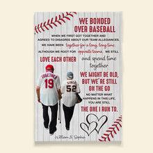 Load image into Gallery viewer, Personalized Baseball Couple Canvas Print - We Bonded Over Baseball Poster & Canvas PopCulturePrints
