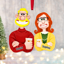 Load image into Gallery viewer, Personalized Couples Christmas Ornament – Custom Cartoon Design for Valentine's Day Gifts Ornament PopCulturePrints