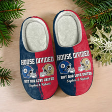 Load image into Gallery viewer, Personalized American Football Couple Slippers - House Divided Love United Shoes PopCulturePrints