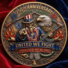Load image into Gallery viewer, “United We Fight” - Celebrated America 250th Anniversary Metal Coin - Personalized Gifts for Patriots and History Lovers Coin PopCulturePrints